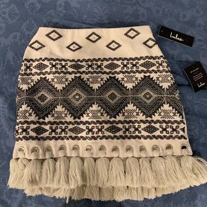 Lulus Embroidered Tassel Mini Skirt